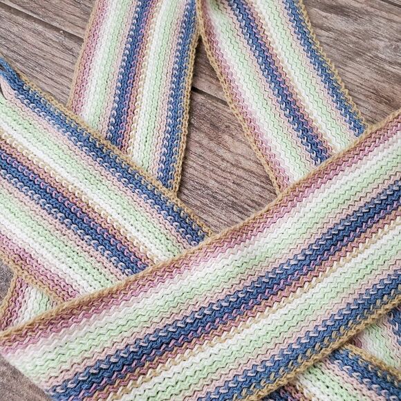 Multicolored Knit Scarf with Fringe Ends - Picture 7 of 7